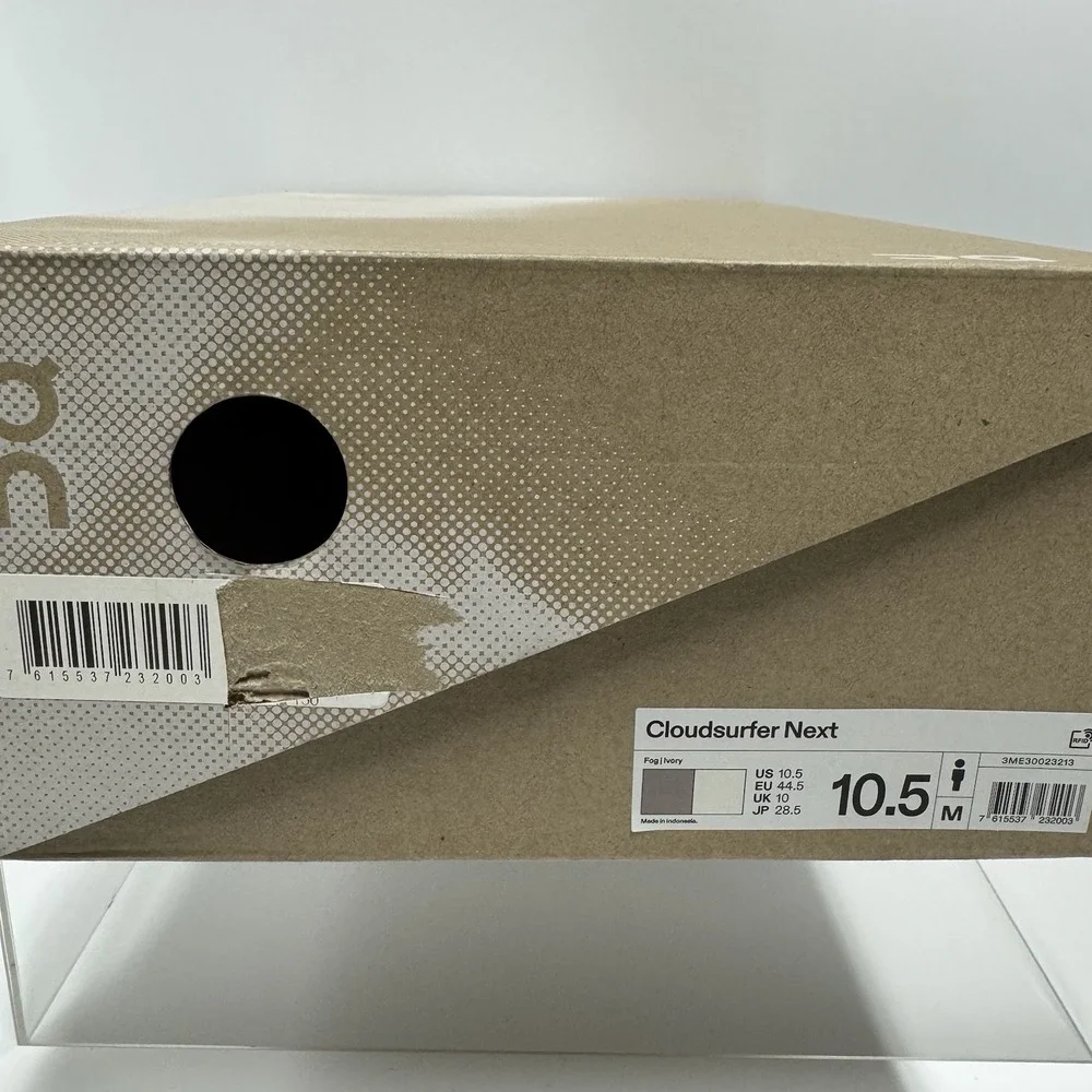 Brand New On Cloudsurfer Next Running Fog Ivory 3ME30023213 Men's Size 10.5